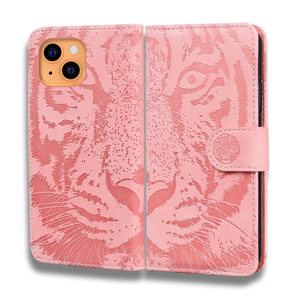 Tiger Embossing Pattern Horizontal Flip Leather Case with Holder & Card Slots & Wallet For iPhone 13 mini(Pink)-garmade.com