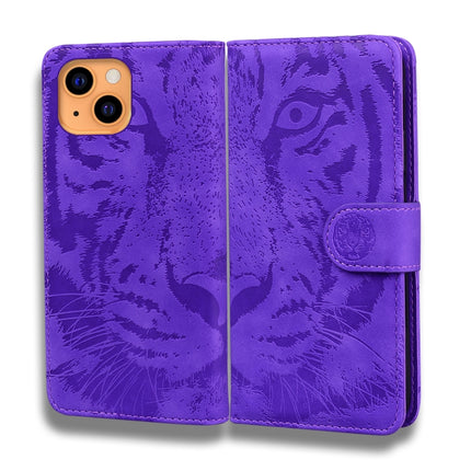 Tiger Embossing Pattern Horizontal Flip Leather Case with Holder & Card Slots & Wallet For iPhone 13(Purple)-garmade.com