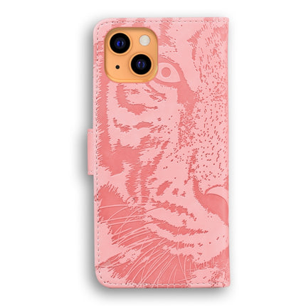 Tiger Embossing Pattern Horizontal Flip Leather Case with Holder & Card Slots & Wallet For iPhone 13(Pink)-garmade.com