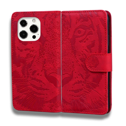 Tiger Embossing Pattern Horizontal Flip Leather Case with Holder & Card Slots & Wallet For iPhone 13 Pro(Red)-garmade.com