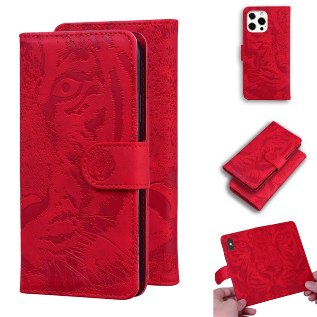 Tiger Embossing Pattern Horizontal Flip Leather Case with Holder & Card Slots & Wallet For iPhone 13 Pro Max(Red)-garmade.com
