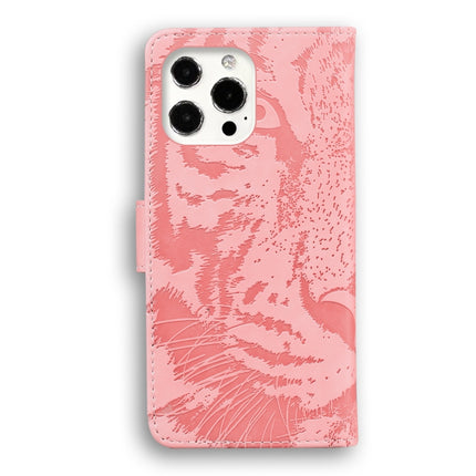 Tiger Embossing Pattern Horizontal Flip Leather Case with Holder & Card Slots & Wallet For iPhone 13 Pro Max(Pink)-garmade.com
