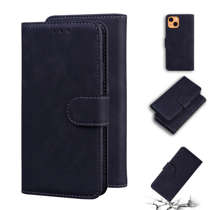 Skin Feel Pure Color Horizontal Flip Leather Case with Holder & Card Slots & Wallet For iPhone 13 mini(Black)-garmade.com