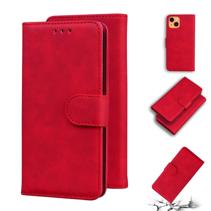 Skin Feel Pure Color Horizontal Flip Leather Case with Holder & Card Slots & Wallet For iPhone 13 mini(Red)-garmade.com