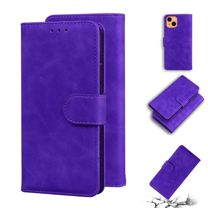 Skin Feel Pure Color Horizontal Flip Leather Case with Holder & Card Slots & Wallet For iPhone 13 mini(Purple)-garmade.com