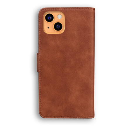 Skin Feel Pure Color Horizontal Flip Leather Case with Holder & Card Slots & Wallet For iPhone 13(Brown)-garmade.com