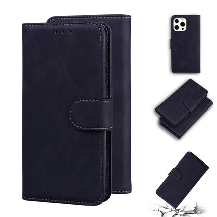 Skin Feel Pure Color Horizontal Flip Leather Case with Holder & Card Slots & Wallet For iPhone 13 Pro(Black)-garmade.com