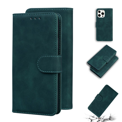 Skin Feel Pure Color Horizontal Flip Leather Case with Holder & Card Slots & Wallet For iPhone 13 Pro(Green)-garmade.com