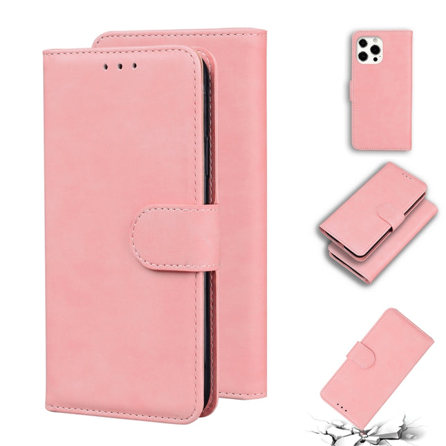 Skin Feel Pure Color Horizontal Flip Leather Case with Holder & Card Slots & Wallet For iPhone 13 Pro Max(Pink)-garmade.com
