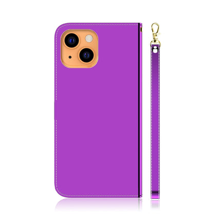 Imitated Mirror Surface Horizontal Flip Leather Case with Holder & Card Slots & Wallet & Lanyard For iPhone 13(Purple)-garmade.com