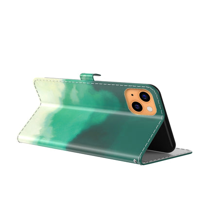 Watercolor Pattern Horizontal Flip Leather Case with Holder & Card Slot & Wallet For iPhone 13 mini(Cyan Green)-garmade.com