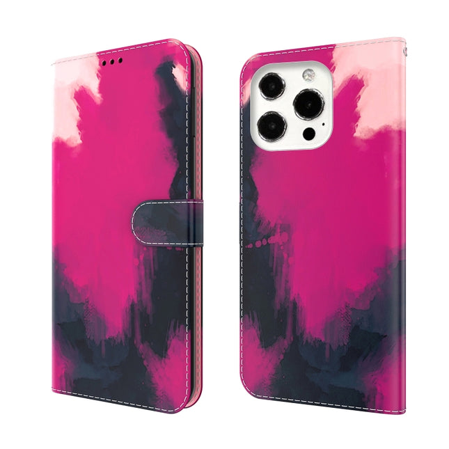 Watercolor Pattern Horizontal Flip Leather Case with Holder & Card Slot & Wallet For iPhone 13 Pro Max(Berry Color)-garmade.com