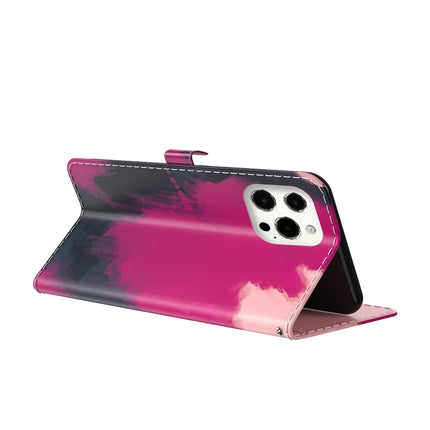 Watercolor Pattern Horizontal Flip Leather Case with Holder & Card Slot & Wallet For iPhone 13 Pro Max(Berry Color)-garmade.com