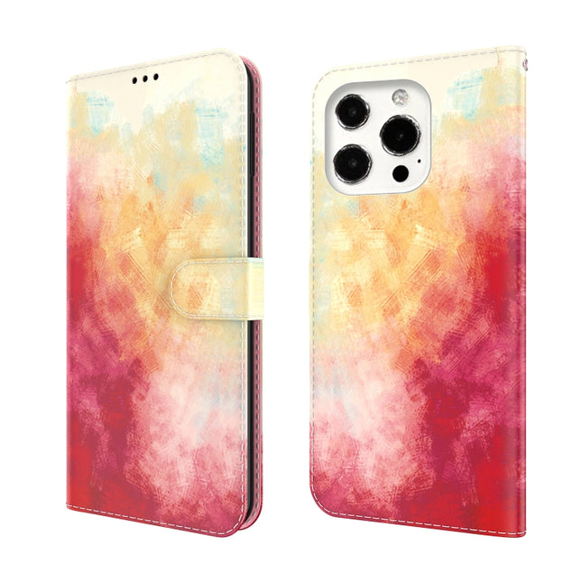 Watercolor Pattern Horizontal Flip Leather Case with Holder & Card Slot & Wallet For iPhone 13 Pro Max(Spring Cherry)-garmade.com