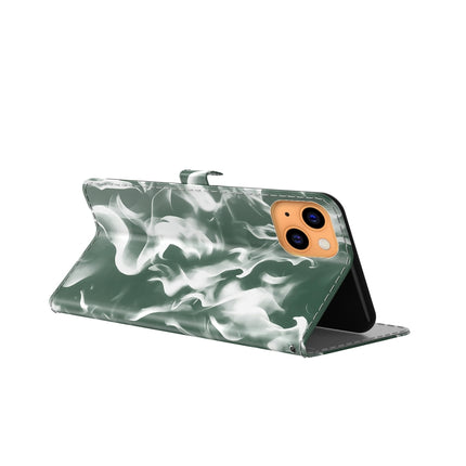 Cloud Fog Pattern Horizontal Flip Leather Case with Holder & Card Slot & Wallet For iPhone 13(Dark Green)-garmade.com