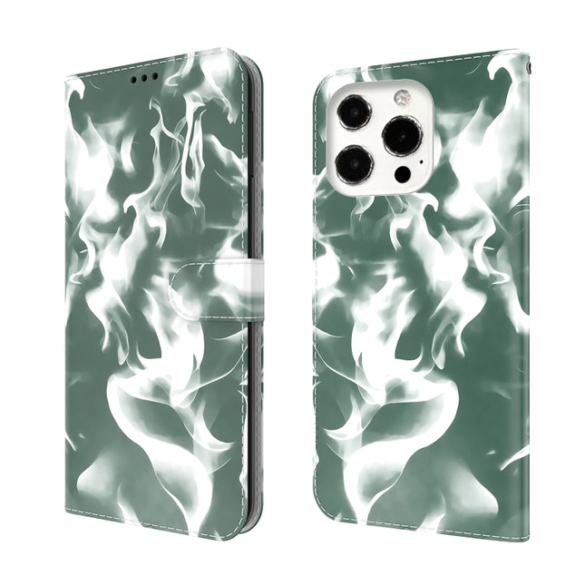 Cloud Fog Pattern Horizontal Flip Leather Case with Holder & Card Slot & Wallet For iPhone 13 Pro(Dark Green)-garmade.com