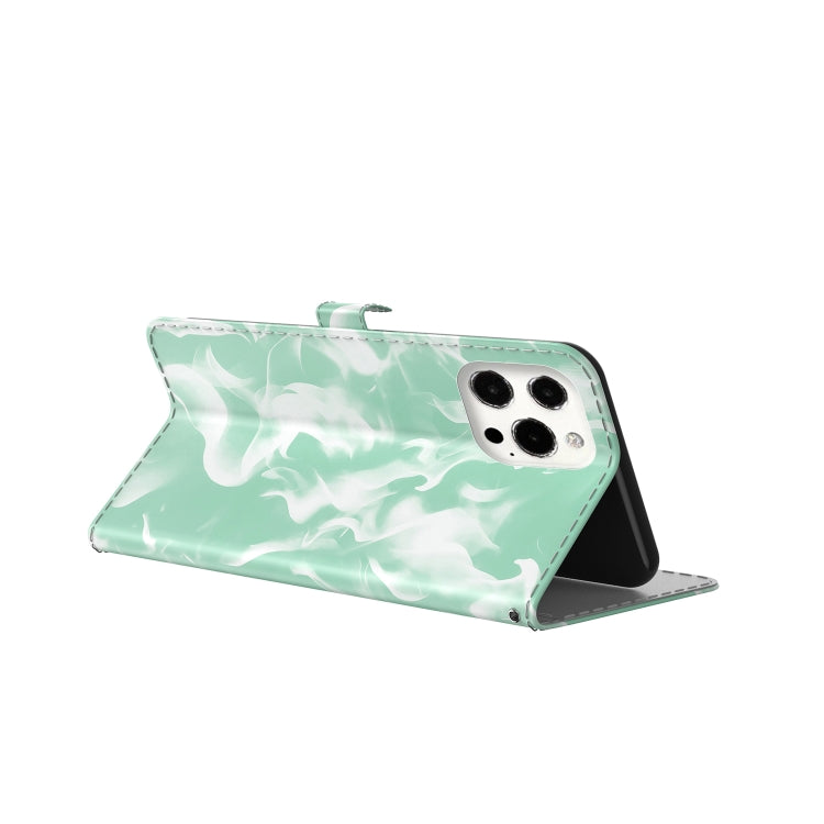 Cloud Fog Pattern Horizontal Flip Leather Case with Holder & Card Slot & Wallet For iPhone 13 Pro Max(Mint Green)-garmade.com