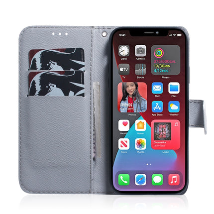 Coloured Drawing Horizontal Flip Leather Case, with Holder & Card Slots & Wallet For iPhone 13 Pro Max(White Wolf)-garmade.com
