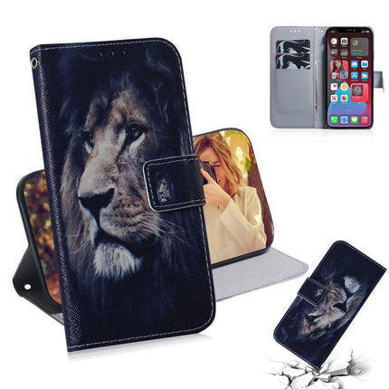 Coloured Drawing Horizontal Flip Leather Case, with Holder & Card Slots & Wallet For iPhone 13 Pro Max(Lion)-garmade.com