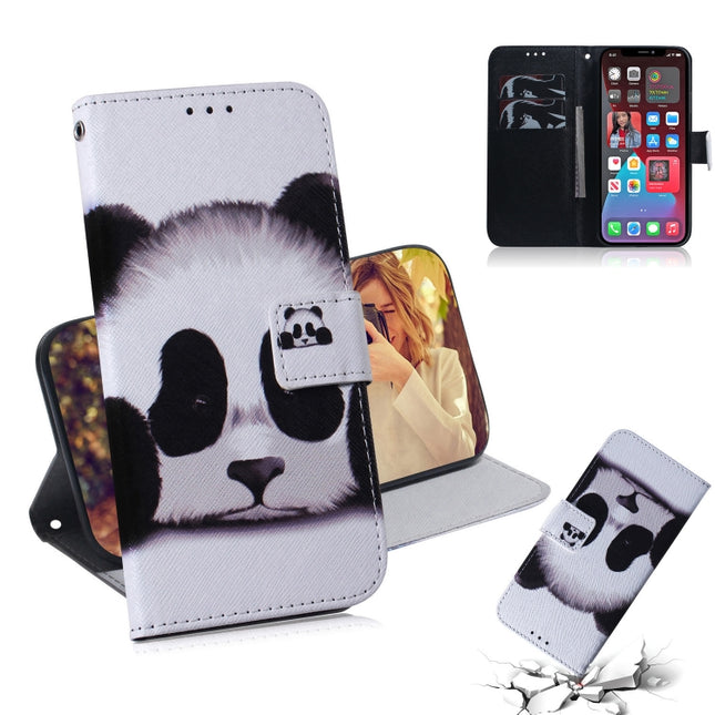 Coloured Drawing Horizontal Flip Leather Case, with Holder & Card Slots & Wallet For iPhone 13 Pro Max(Panda)-garmade.com