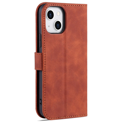 AZNS Skin Feel Calf Texture Horizontal Flip Leather Case with Card Slots & Holder & Wallet For iPhone 13(Brown)-garmade.com