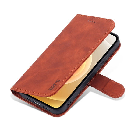 AZNS Skin Feel Calf Texture Horizontal Flip Leather Case with Card Slots & Holder & Wallet For iPhone 13(Brown)-garmade.com
