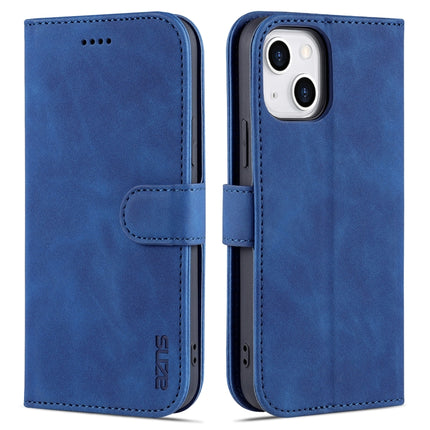 AZNS Skin Feel Calf Texture Horizontal Flip Leather Case with Card Slots & Holder & Wallet For iPhone 13(Blue)-garmade.com