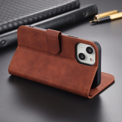 AZNS Skin Feel Calf Texture Horizontal Flip Leather Case with Card Slots & Holder & Wallet For iPhone 13(Brown)-garmade.com