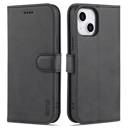 AZNS Skin Feel Calf Texture Horizontal Flip Leather Case with Card Slots & Holder & Wallet For iPhone 13 Mini(Black)-garmade.com