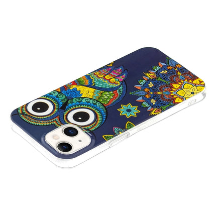 Luminous TPU Soft Protective Case For iPhone 13 mini(Blue Owl)-garmade.com