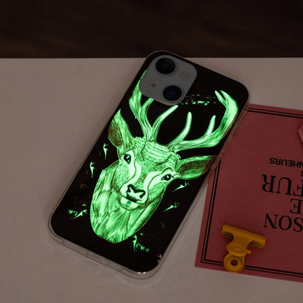 Luminous TPU Soft Protective Case For iPhone 13 mini(Deer Head)-garmade.com