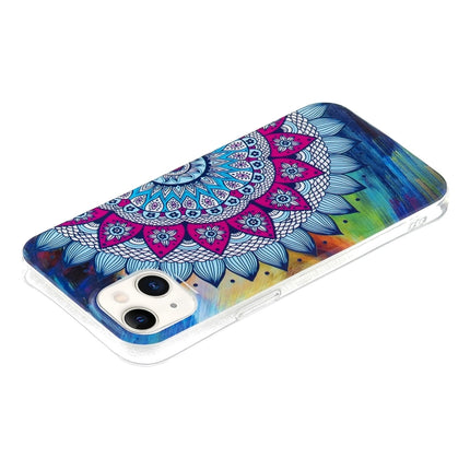 Luminous TPU Soft Protective Case For iPhone 13 mini(Half Flower)-garmade.com