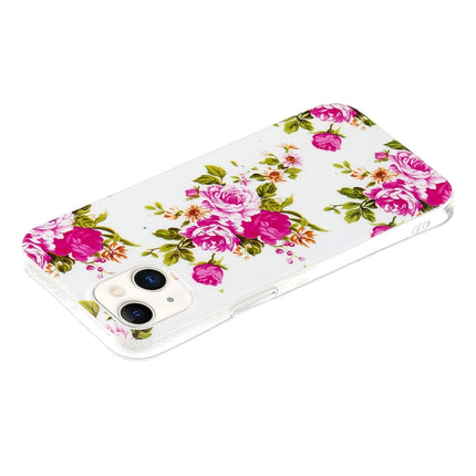 Luminous TPU Soft Protective Case For iPhone 13 mini(Rose Flower)-garmade.com