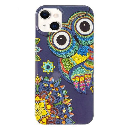 Luminous TPU Soft Protective Case For iPhone 13(Blue Owl)-garmade.com