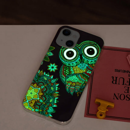 Luminous TPU Soft Protective Case For iPhone 13(Blue Owl)-garmade.com