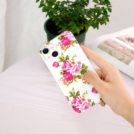 Luminous TPU Soft Protective Case For iPhone 13(Rose Flower)-garmade.com