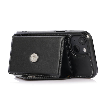 Multi-functional Cross-body Card Bag TPU+PU Back Cover Case with Holder & Card Slot & Wallet For iPhone 13 mini(Black)-garmade.com