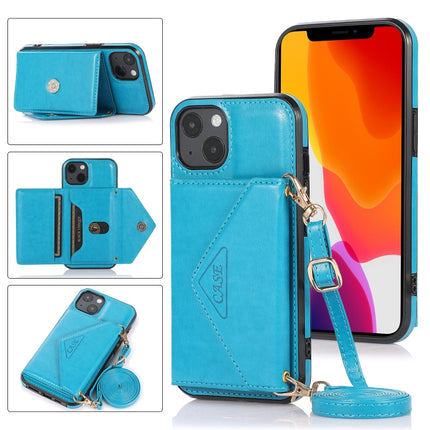 Multi-functional Cross-body Card Bag TPU+PU Back Cover Case with Holder & Card Slot & Wallet For iPhone 13 mini(Blue)-garmade.com