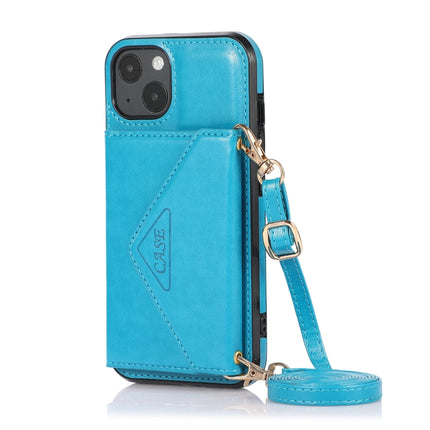 Multi-functional Cross-body Card Bag TPU+PU Back Cover Case with Holder & Card Slot & Wallet For iPhone 13 mini(Blue)-garmade.com