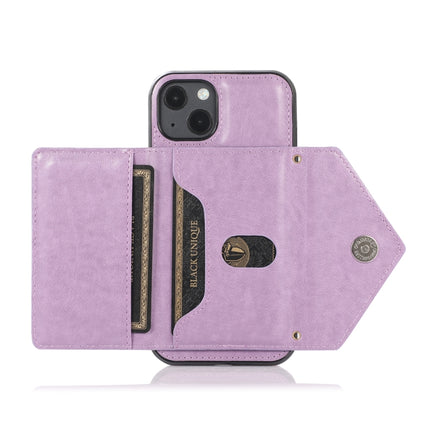 Multi-functional Cross-body Card Bag TPU+PU Back Cover Case with Holder & Card Slot & Wallet For iPhone 13 mini(Purple)-garmade.com