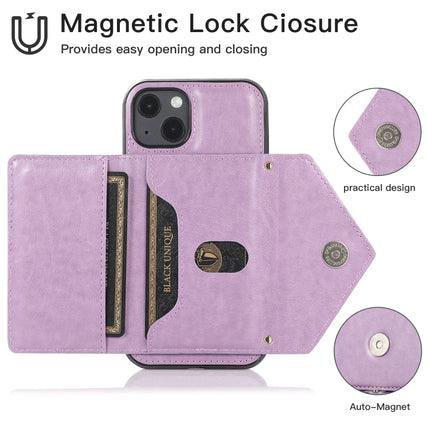 Multi-functional Cross-body Card Bag TPU+PU Back Cover Case with Holder & Card Slot & Wallet For iPhone 13 mini(Purple)-garmade.com