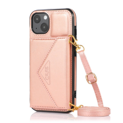 Multi-functional Cross-body Card Bag TPU+PU Back Cover Case with Holder & Card Slot & Wallet For iPhone 13 mini(Rose Gold)-garmade.com