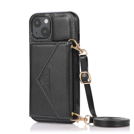 Multi-functional Cross-body Card Bag TPU+PU Back Cover Case with Holder & Card Slot & Wallet For iPhone 13(Black)-garmade.com