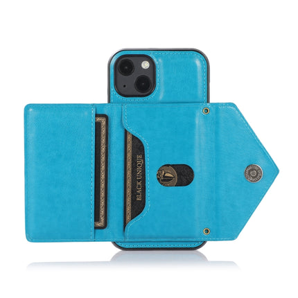 Multi-functional Cross-body Card Bag TPU+PU Back Cover Case with Holder & Card Slot & Wallet For iPhone 13(Blue)-garmade.com