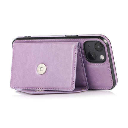Multi-functional Cross-body Card Bag TPU+PU Back Cover Case with Holder & Card Slot & Wallet For iPhone 13(Purple)-garmade.com