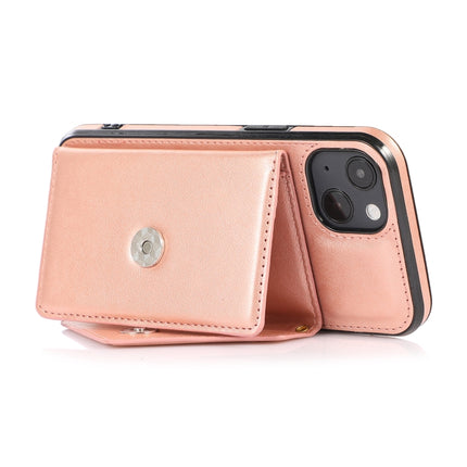 Multi-functional Cross-body Card Bag TPU+PU Back Cover Case with Holder & Card Slot & Wallet For iPhone 13(Rose Gold)-garmade.com