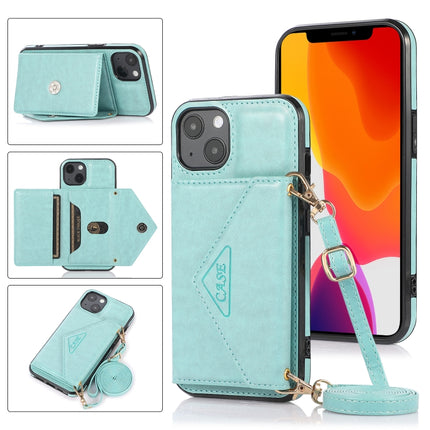 Multi-functional Cross-body Card Bag TPU+PU Back Cover Case with Holder & Card Slot & Wallet For iPhone 13(Green)-garmade.com