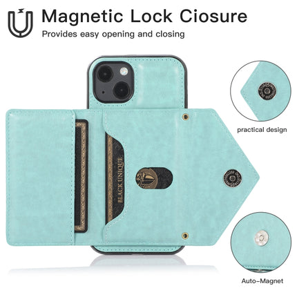 Multi-functional Cross-body Card Bag TPU+PU Back Cover Case with Holder & Card Slot & Wallet For iPhone 13(Green)-garmade.com