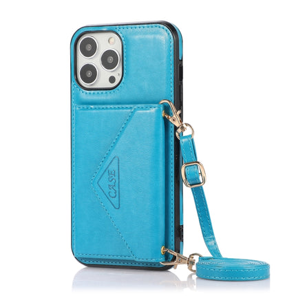 Multi-functional Cross-body Card Bag TPU+PU Back Cover Case with Holder & Card Slot & Wallet For iPhone 13 Pro(Blue)-garmade.com