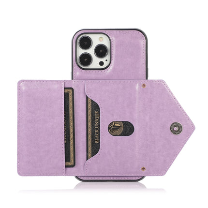 Multi-functional Cross-body Card Bag TPU+PU Back Cover Case with Holder & Card Slot & Wallet For iPhone 13 Pro(Purple)-garmade.com